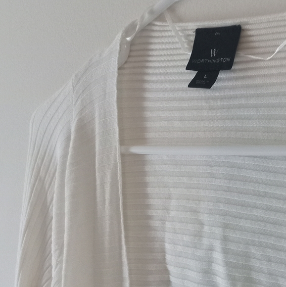 Worthington Waterfall Front Peplum Open Asymmetric Cardigan Sweater - Size: L - Picture 2 of 9